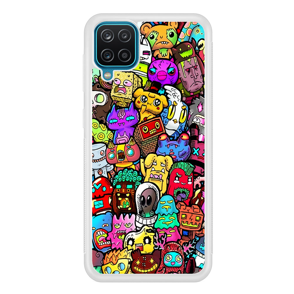 Doodle Cute Character Samsung Galaxy A12 Case-Phone Case-Rubber White (2D Case)-Altracase