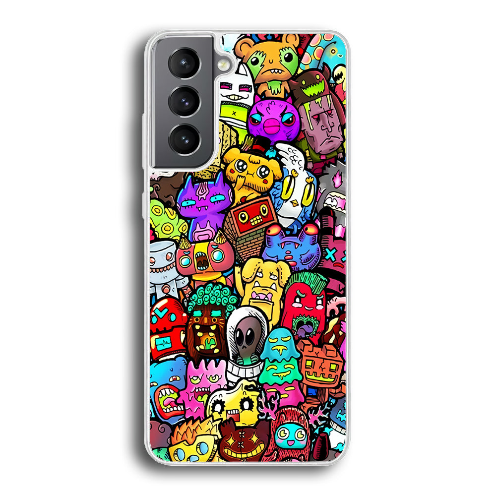 Doodle Cute Character Samsung Galaxy S21 Plus Case-Phone Case-Rubber White (2D Case)-Altracase