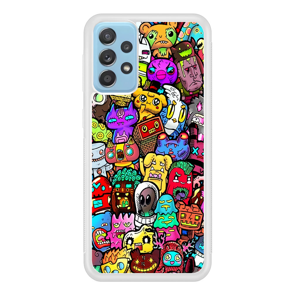 Doodle Cute Character Samsung Galaxy A52 Case-Phone Case-Rubber White (2D Case)-Altracase