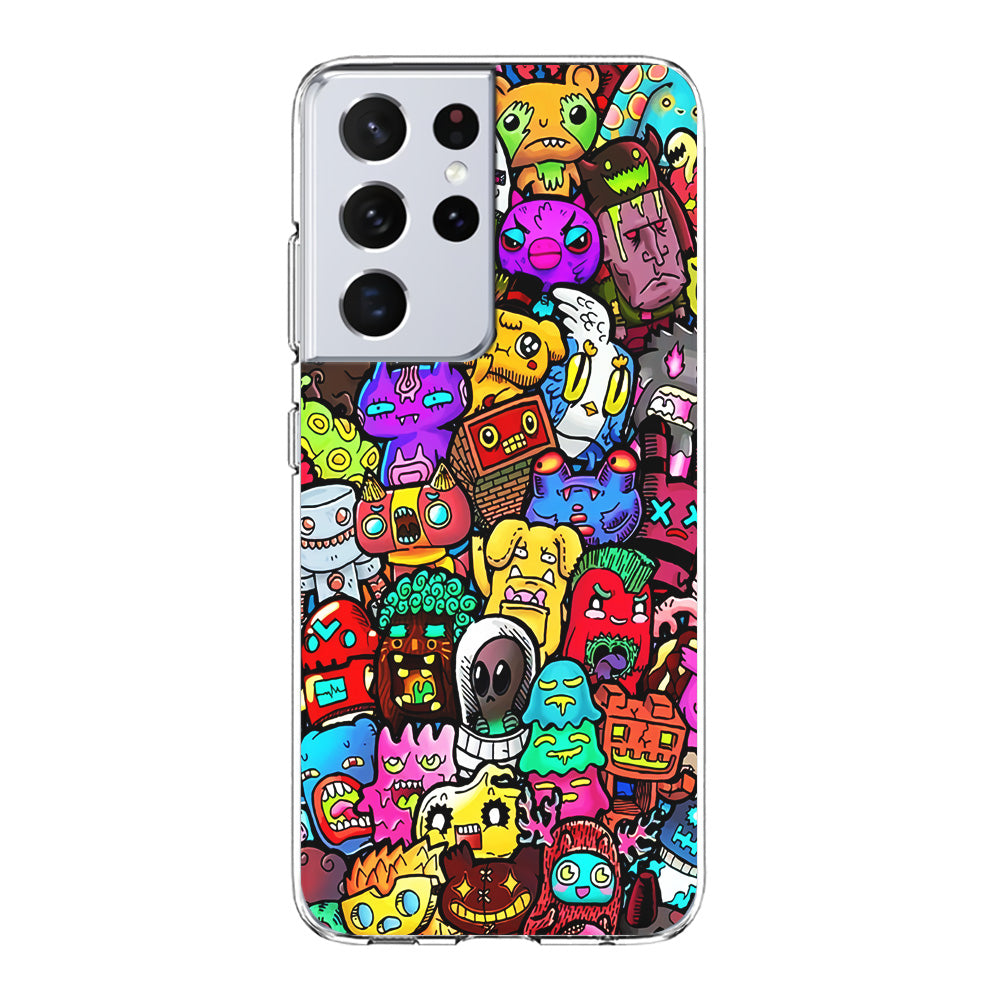 Doodle Cute Character Samsung Galaxy S21 Ultra Case-Phone Case-Clear Soft Case-Altracase