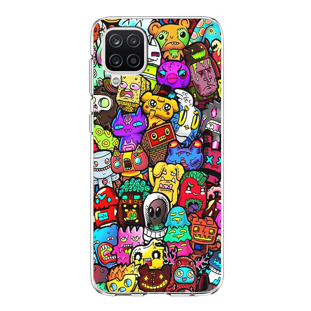 Doodle Cute Character Samsung Galaxy A12 Case-Phone Case-Clear Soft Case-Altracase