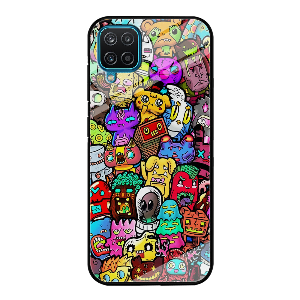 Doodle Cute Character Samsung Galaxy A12 Case-Phone Case-Tempered Glass Case-Altracase
