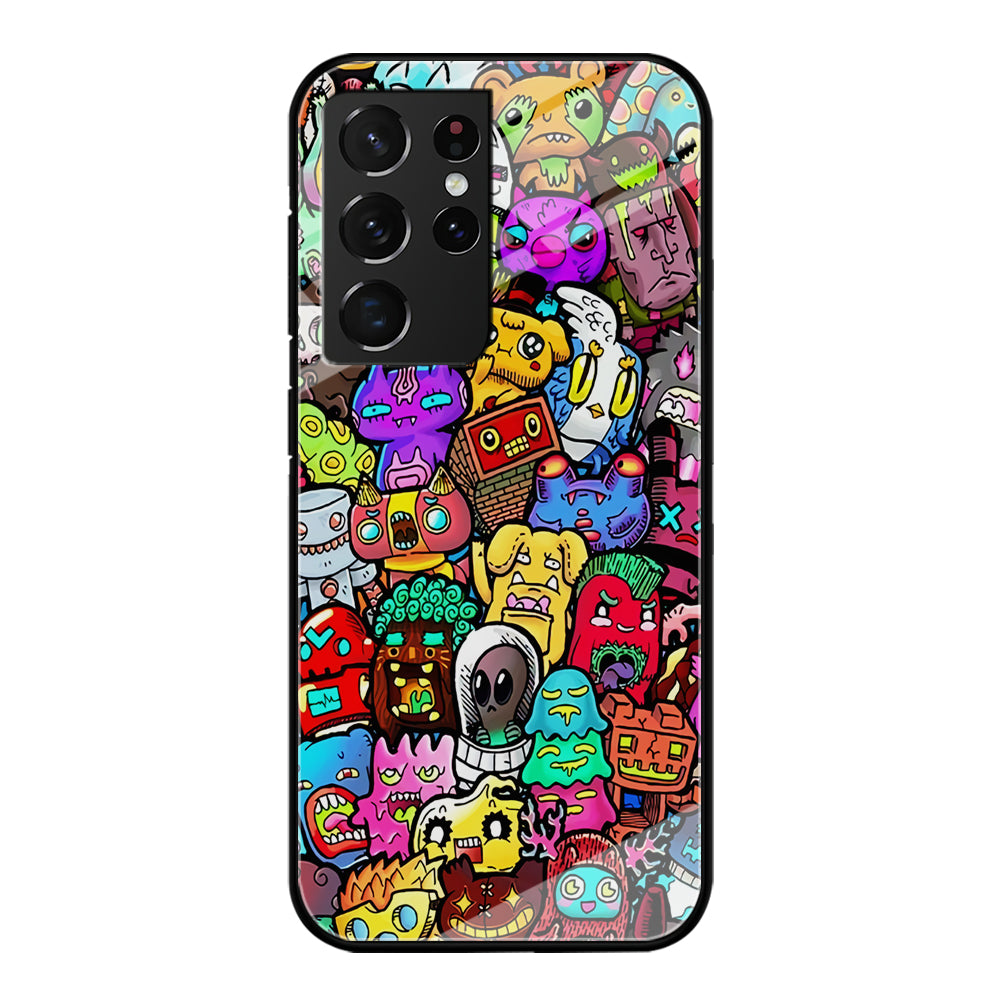 Doodle Cute Character Samsung Galaxy S21 Ultra Case-Phone Case-Tempered Glass Case-Altracase
