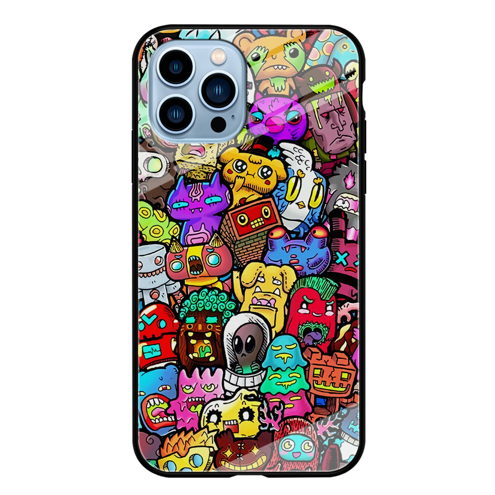 Doodle Cute Character iPhone 14 Pro Case-Phone Case-Tempered Glass Case-Altracase