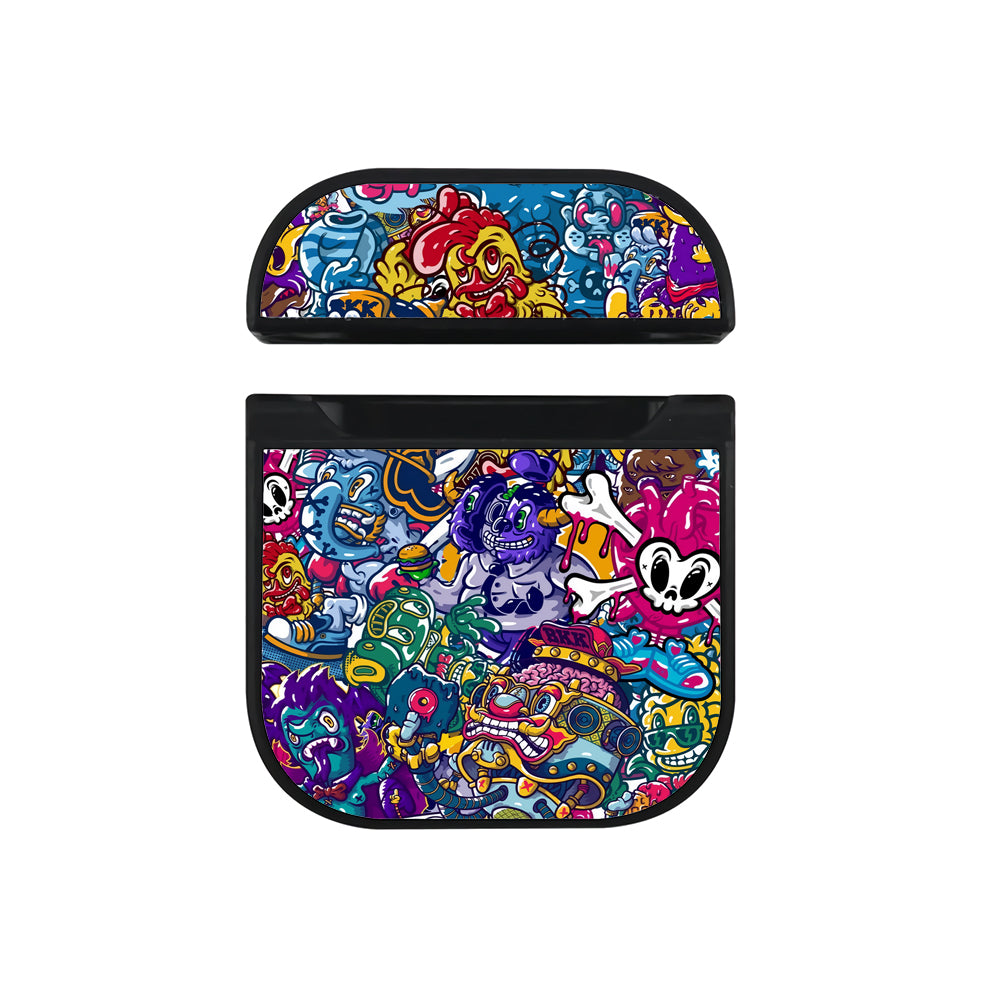 Doodle Monster Parade Apple AirPods Case-AirPod Case-Black-Altracase