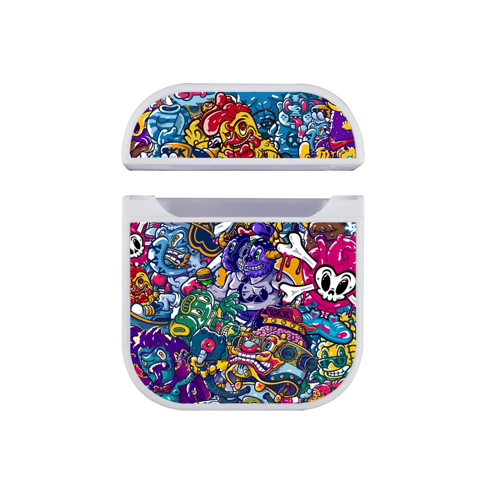 Doodle Monster Parade Apple AirPods Case-AirPod Case-White-Altracase