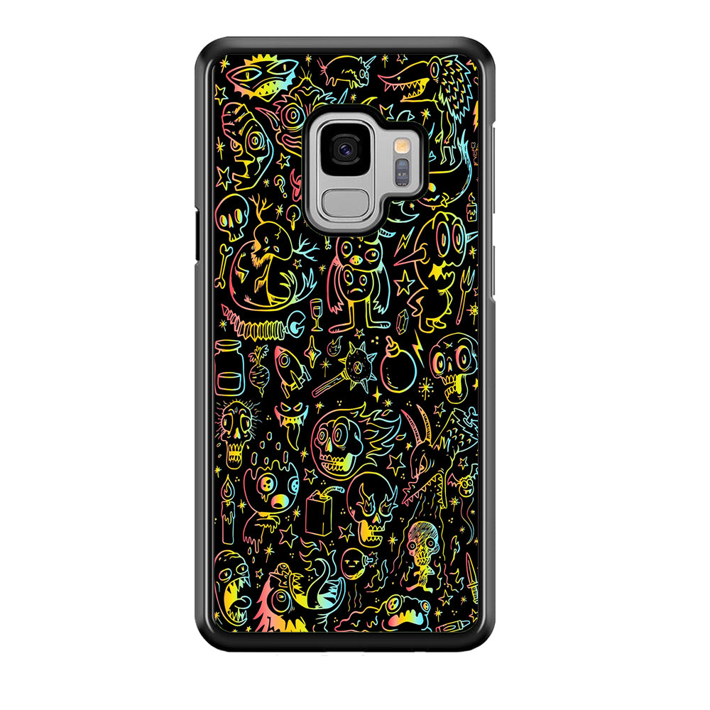 Doodle Monsters Black Samsung Galaxy S9 Case-Phone Case-Rubber Black (2D Case)-Altracase