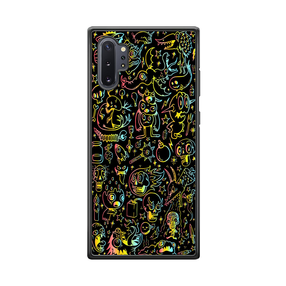 Doodle Monsters Black Samsung Galaxy Note 10 Plus Case-Phone Case-Tempered Glass Case-Altracase
