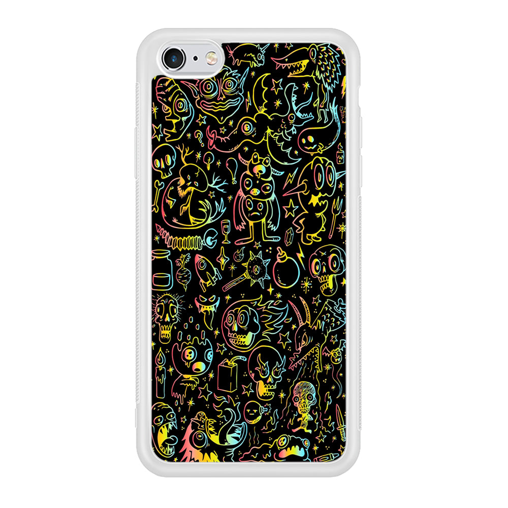 Doodle Monsters Black iPhone 6 Plus | 6s Plus Case-Phone Case-Rubber White (2D Case)-Altracase
