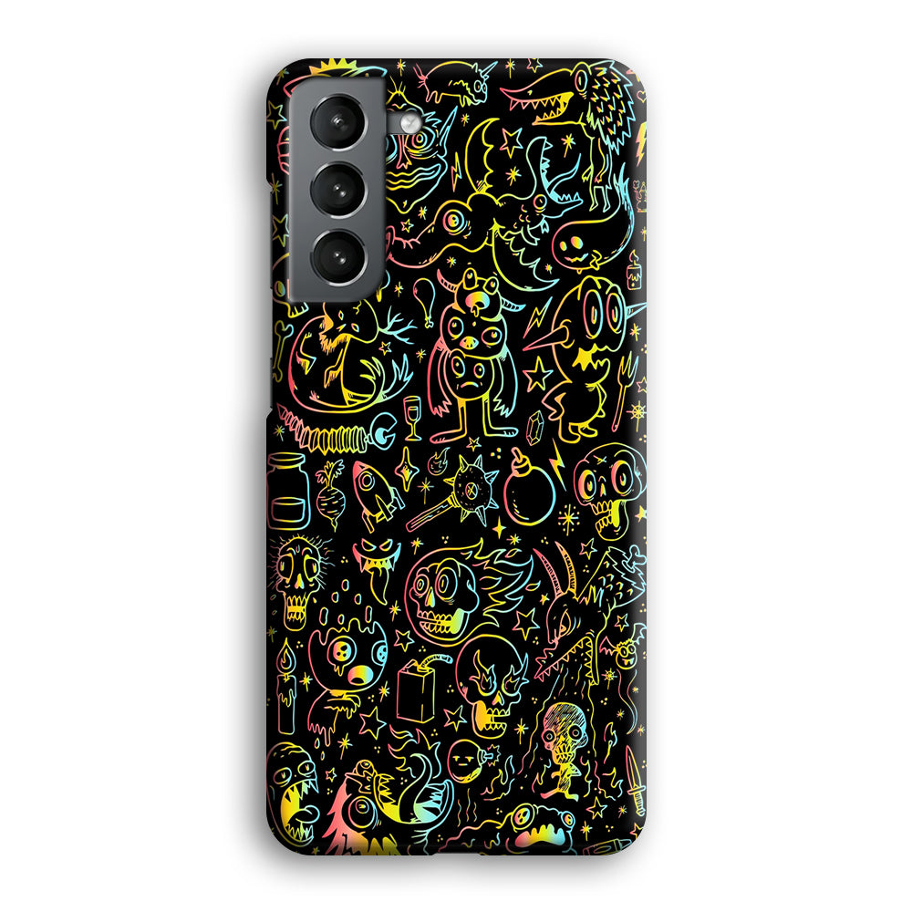 Doodle Monsters Black Samsung Galaxy S21 Plus Case-Phone Case-3D Case-Altracase