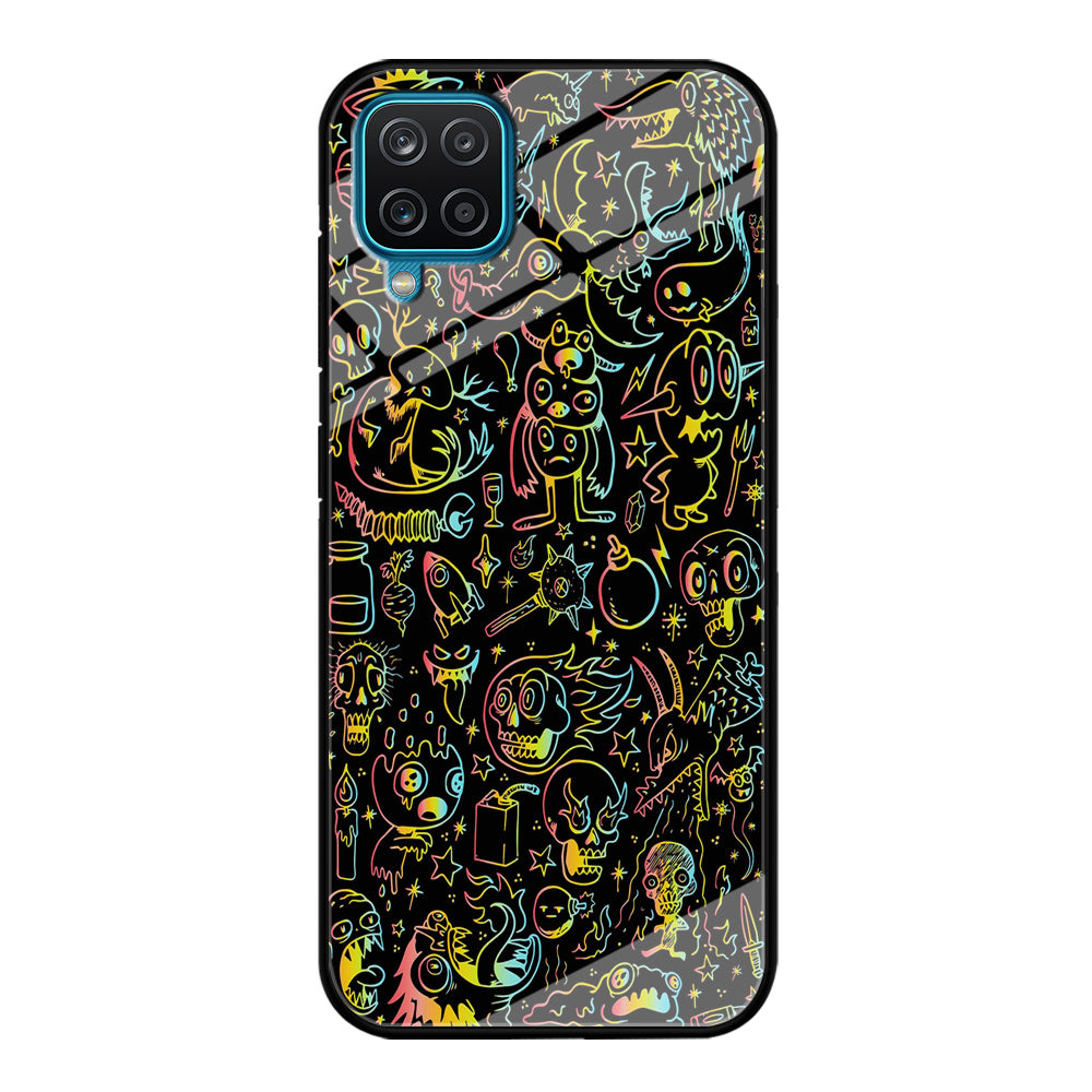 Doodle Monsters Black Samsung Galaxy A12 Case-Phone Case-Tempered Glass Case-Altracase