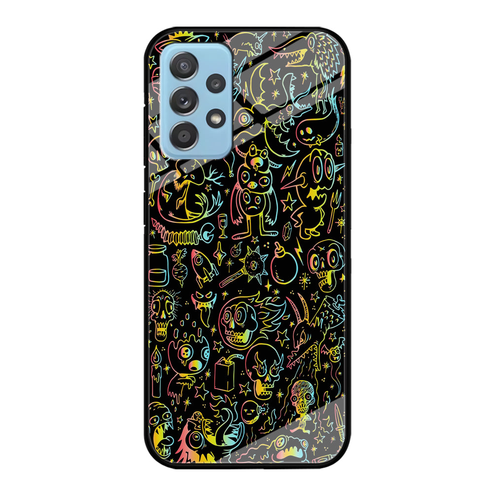 Doodle Monsters Black Samsung Galaxy A52 Case-Phone Case-Tempered Glass Case-Altracase