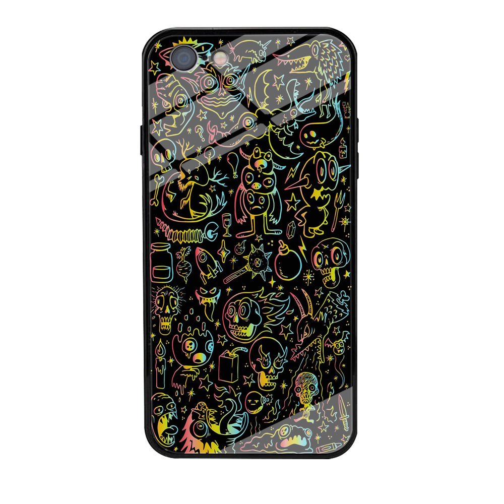 Doodle Monsters Black iPhone 6 Plus | 6s Plus Case-Phone Case-Tempered Glass Case-Altracase