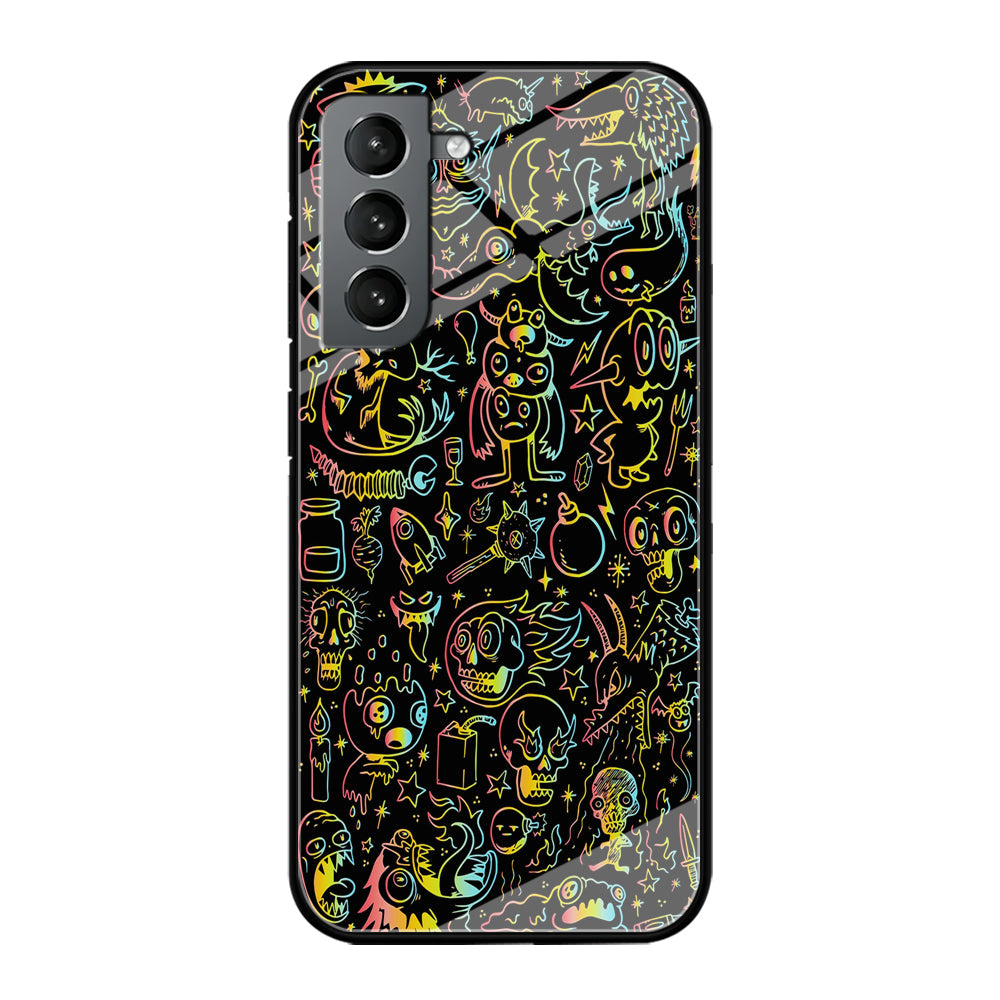 Doodle Monsters Black Samsung Galaxy S22 Plus Case-Phone Case-Tempered Glass Case-Altracase