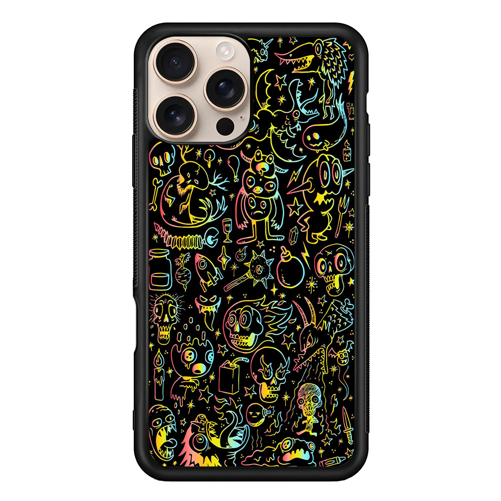 Doodle Monsters Black iPhone 16 Pro Case - Altracase
