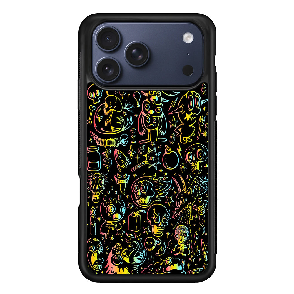 Doodle Monsters Black iPhone 17 Pro Case - Altracase