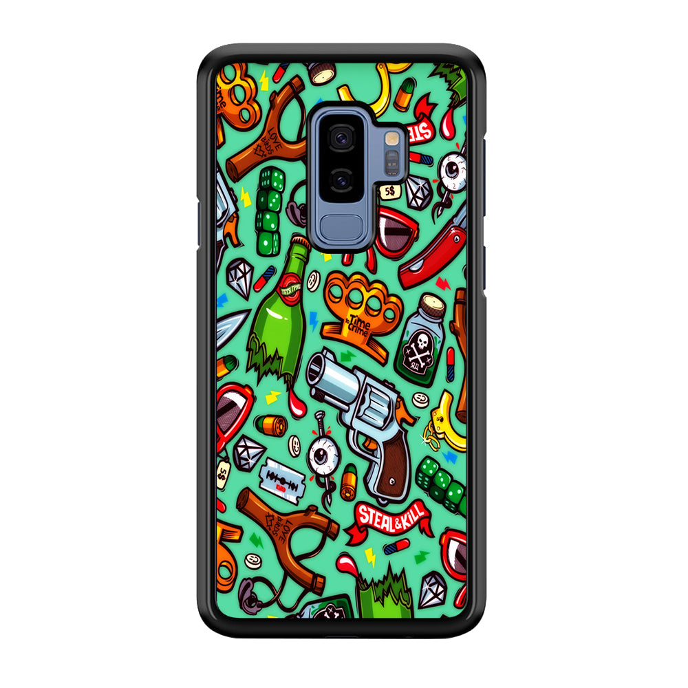 Doodle Sticker Bomb Samsung Galaxy S9 Plus Case-Phone Case-Rubber Black (2D Case)-Altracase