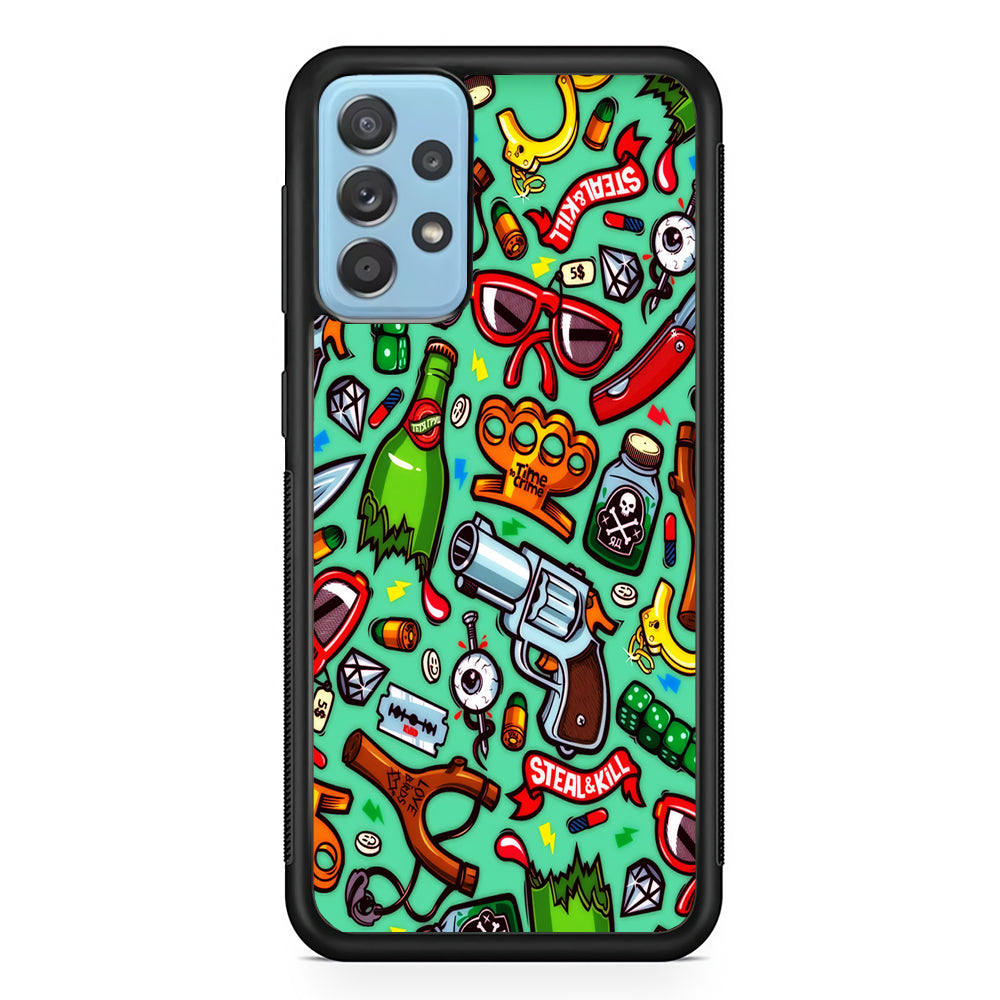 Doodle Sticker Bomb Samsung Galaxy A72 Case-Phone Case-Rubber Black (2D Case)-Altracase