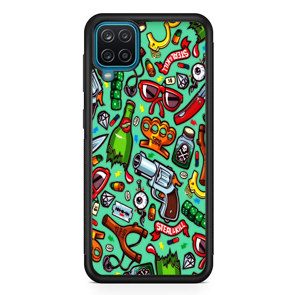 Doodle Sticker Bomb Samsung Galaxy A12 Case-Phone Case-Rubber Black (2D Case)-Altracase