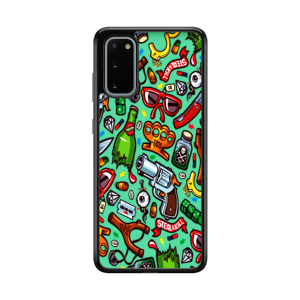 Doodle Sticker Bomb Samsung Galaxy S20 Case-Phone Case-Rubber Black (2D Case)-Altracase