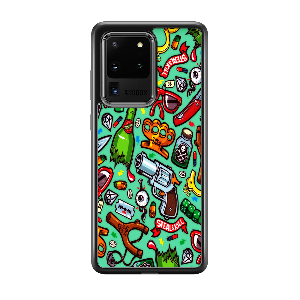 Doodle Sticker Bomb Samsung Galaxy S20 Ultra Case-Phone Case-Rubber Black (2D Case)-Altracase