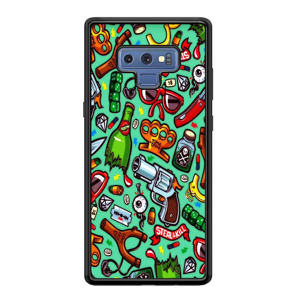 Doodle Sticker Bomb Samsung Galaxy Note 9 Case-Phone Case-Rubber Black (2D Case)-Altracase