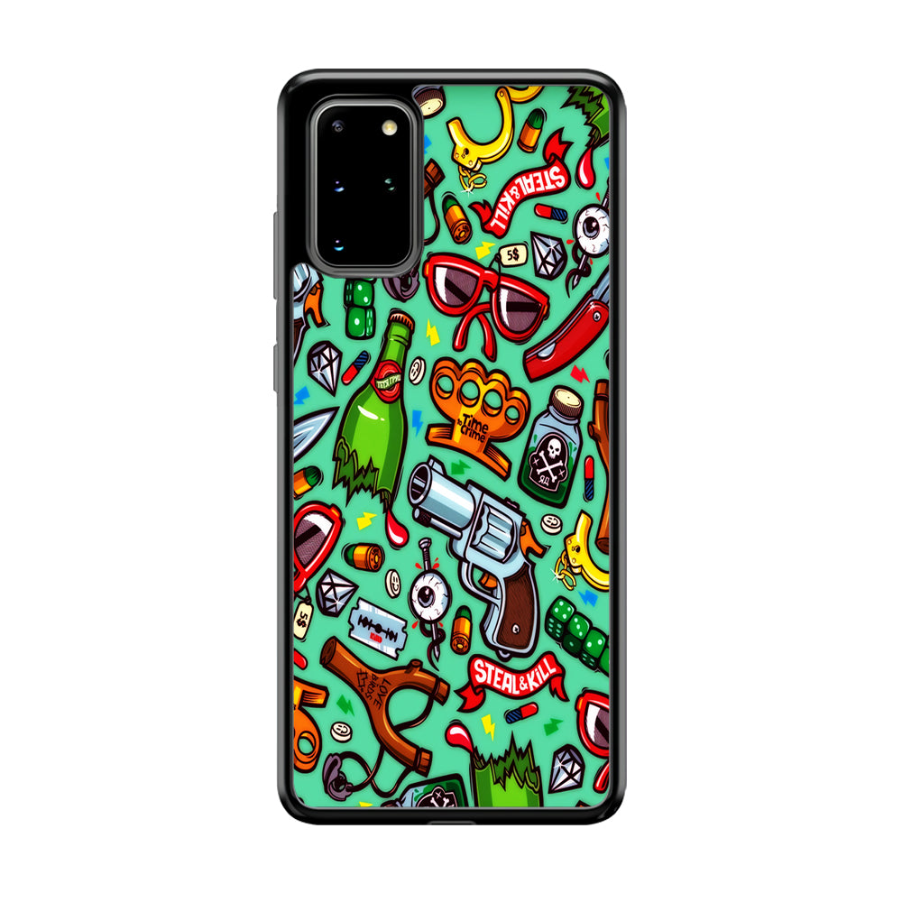 Doodle Sticker Bomb Samsung Galaxy S20 Plus Case-Phone Case-Rubber Black (2D Case)-Altracase