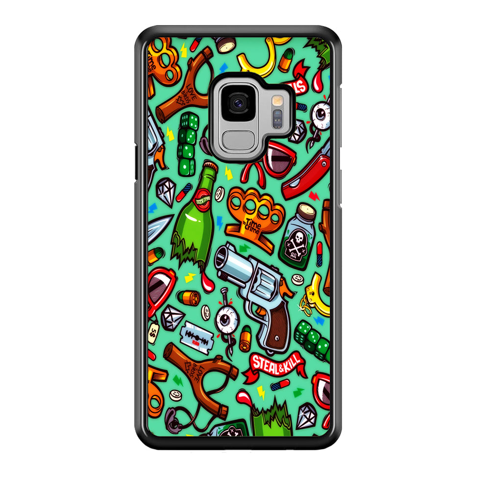 Doodle Sticker Bomb Samsung Galaxy S9 Case-Phone Case-Rubber Black (2D Case)-Altracase
