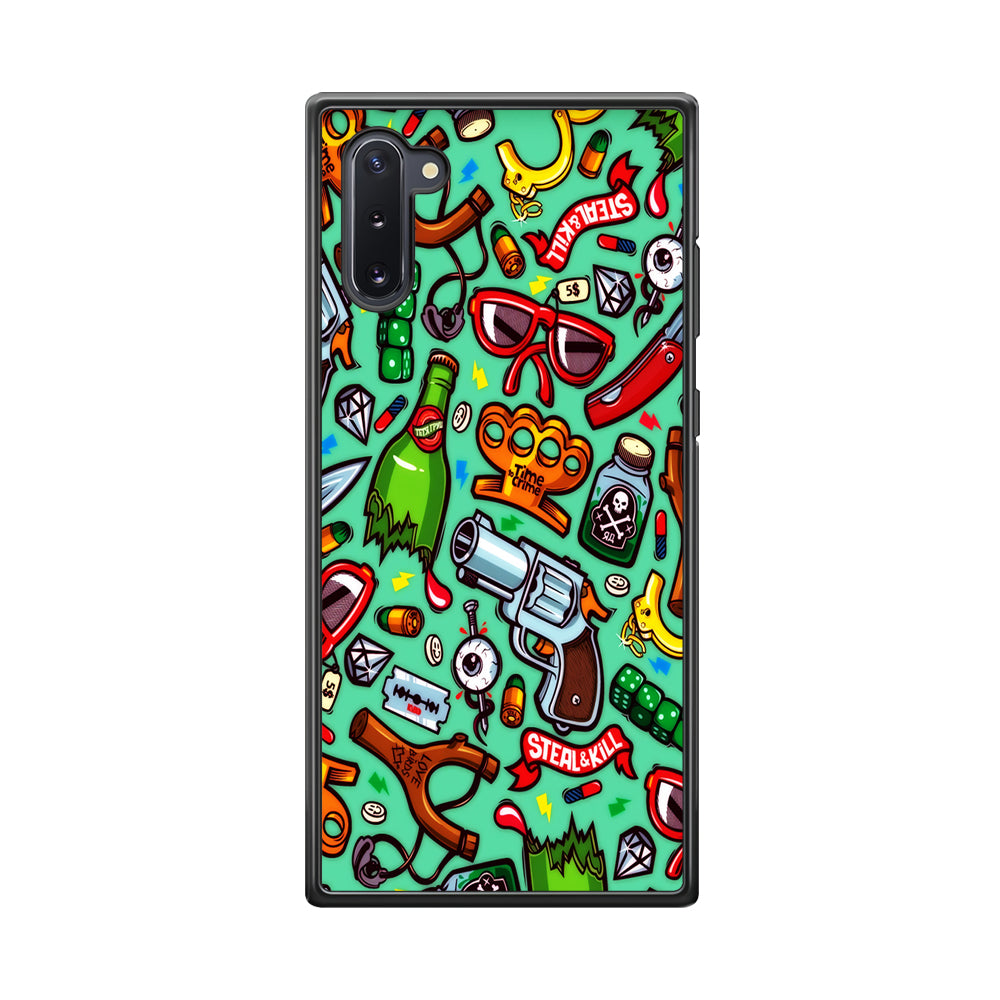 Doodle Sticker Bomb Samsung Galaxy Note 10 Case-Phone Case-Rubber Black (2D Case)-Altracase