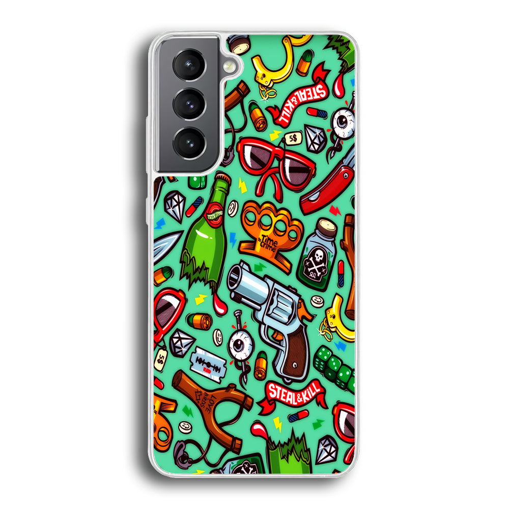 Doodle Sticker Bomb Samsung Galaxy S21 Plus Case-Phone Case-Rubber White (2D Case)-Altracase