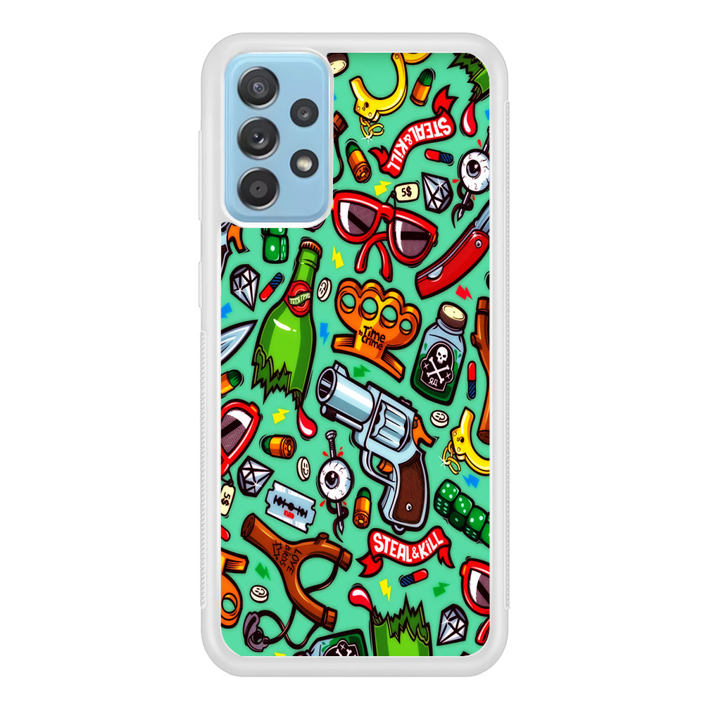 Doodle Sticker Bomb Samsung Galaxy A72 Case-Phone Case-Rubber White (2D Case)-Altracase