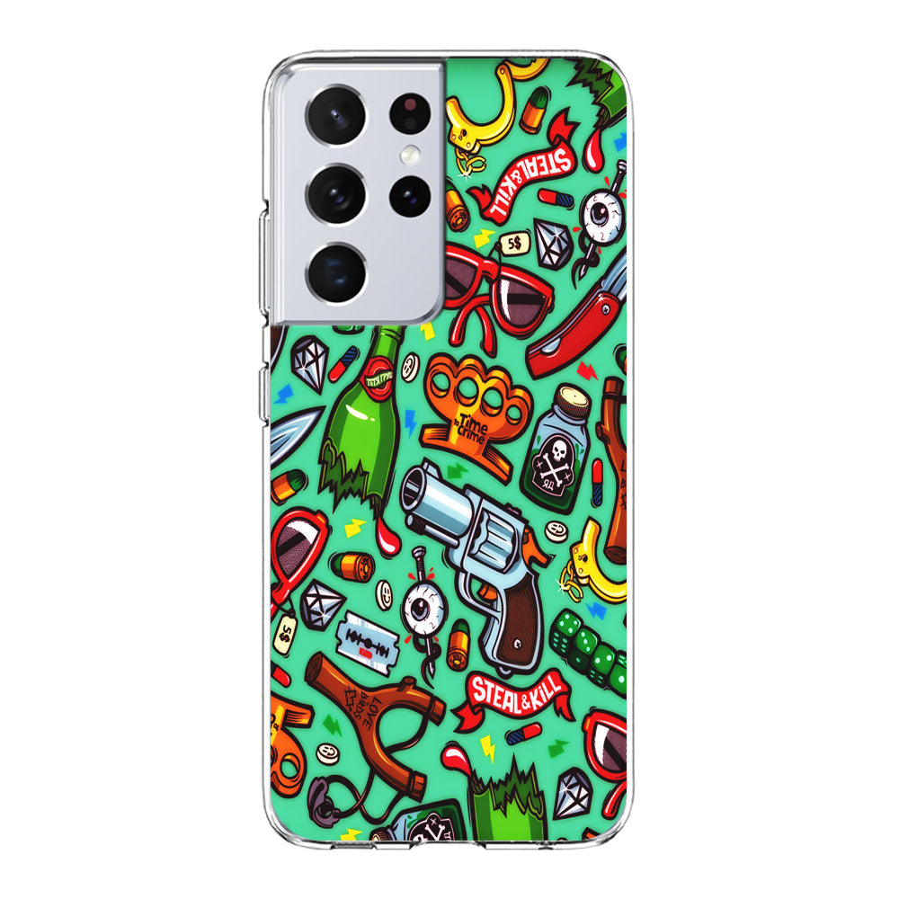 Doodle Sticker Bomb Samsung Galaxy S21 Ultra Case-Phone Case-Clear Soft Case-Altracase