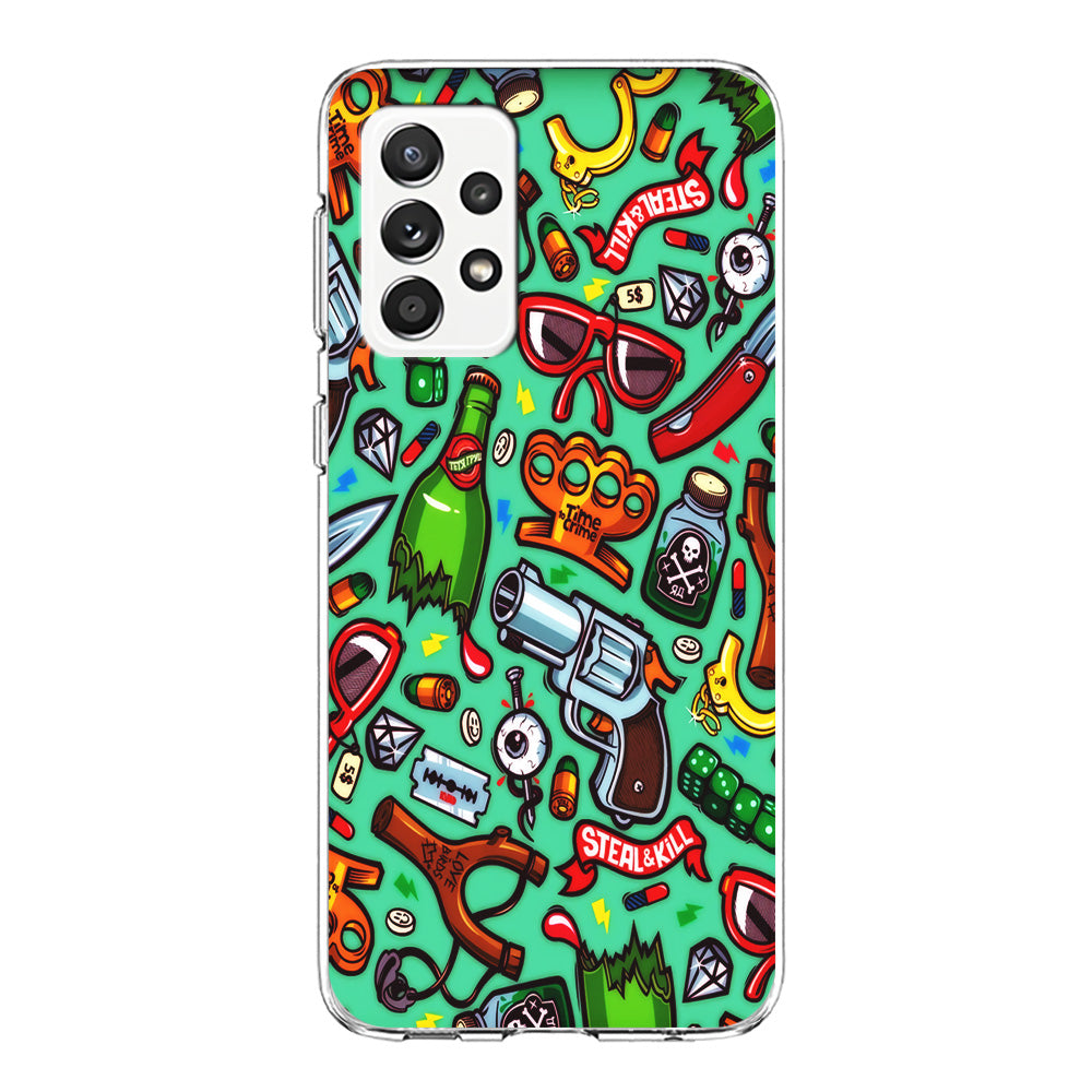 Doodle Sticker Bomb Samsung Galaxy A72 Case-Phone Case-Clear Soft Case-Altracase