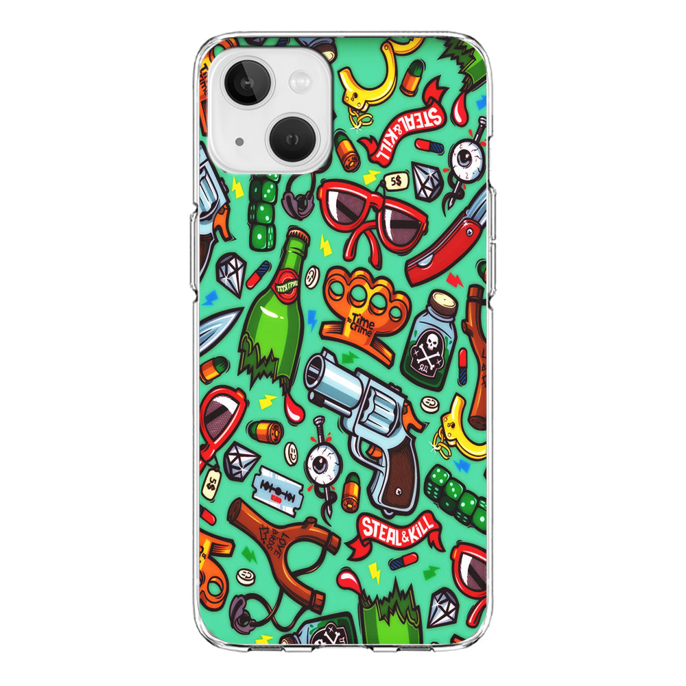 Doodle Sticker Bomb iPhone 14 Case-Phone Case-Clear Soft Case-Altracase