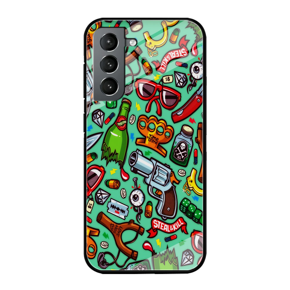 Doodle Sticker Bomb Samsung Galaxy S24 Plus Case-Phone Case-Tempered Glass Case-Altracase