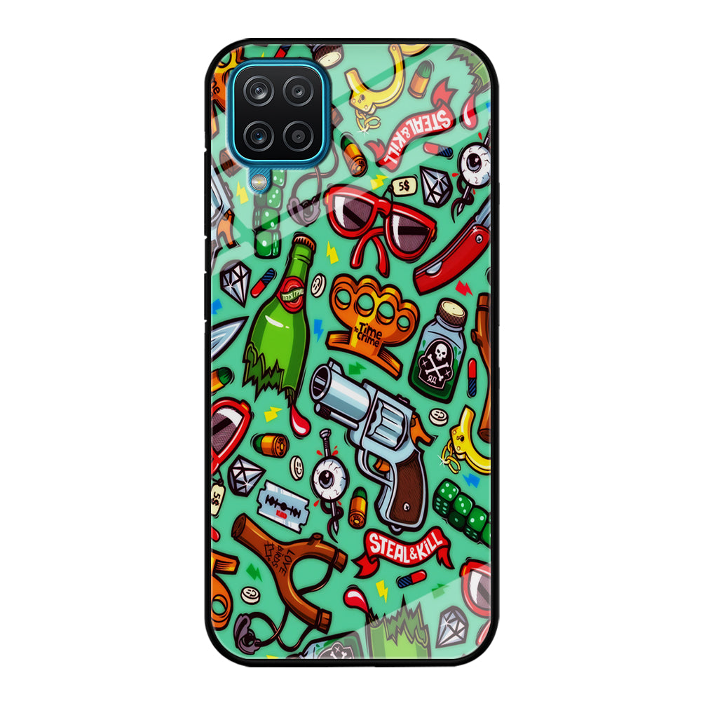 Doodle Sticker Bomb Samsung Galaxy A12 Case-Phone Case-Tempered Glass Case-Altracase