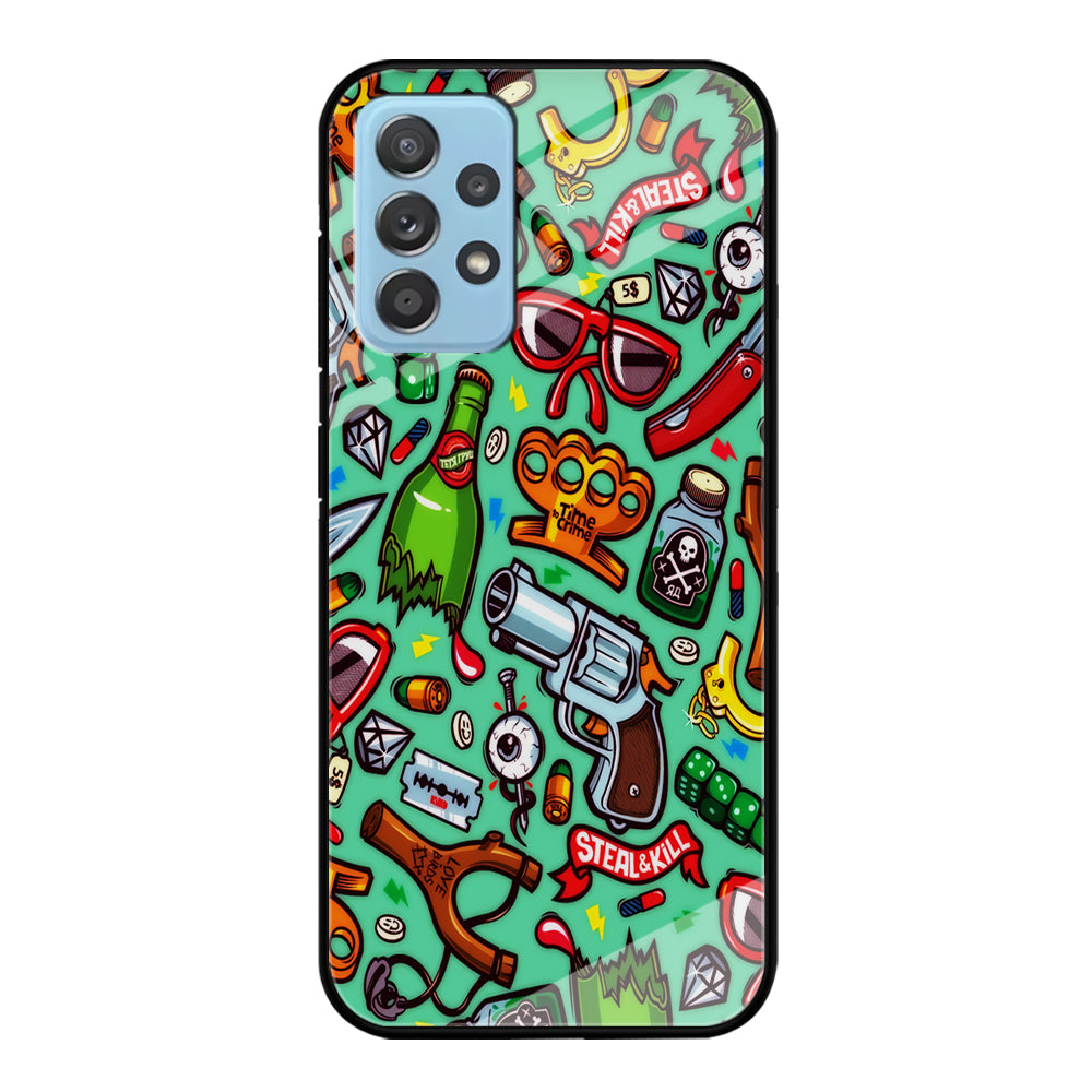 Doodle Sticker Bomb Samsung Galaxy A72 Case-Phone Case-Tempered Glass Case-Altracase