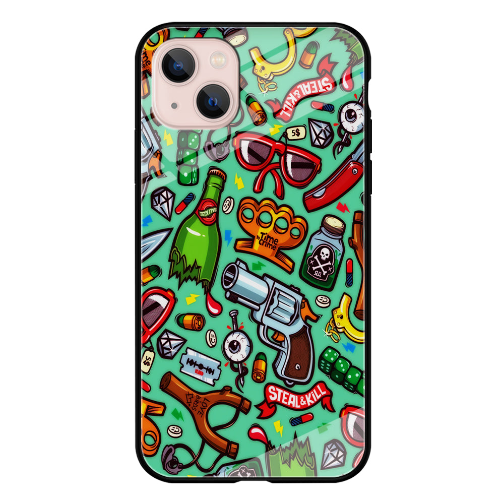 Doodle Sticker Bomb iPhone 15 Plus Case-Phone Case-Tempered Glass Case-Altracase