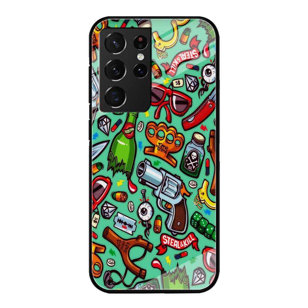 Doodle Sticker Bomb Samsung Galaxy S24 Ultra Case-Phone Case-Tempered Glass Case-Altracase