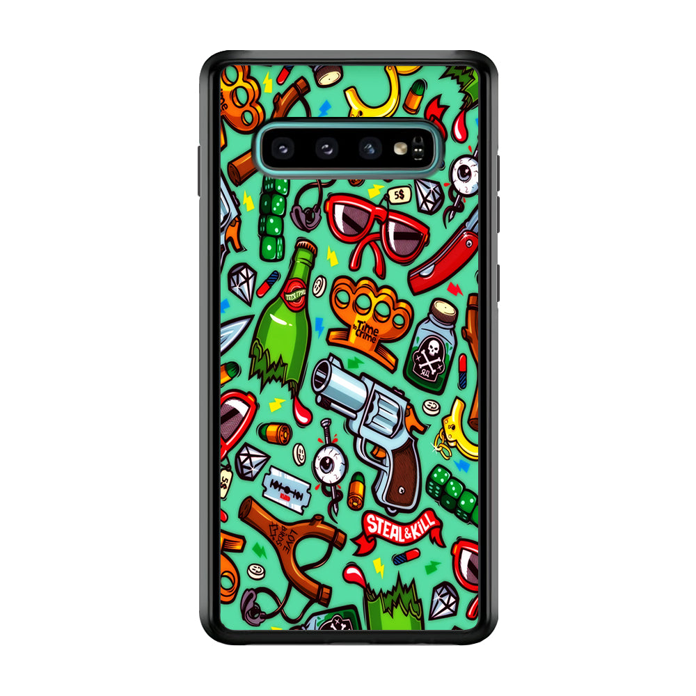 Doodle Sticker Bomb Samsung Galaxy S10 Plus Case-Phone Case-Rubber Black (2D Case)-Altracase