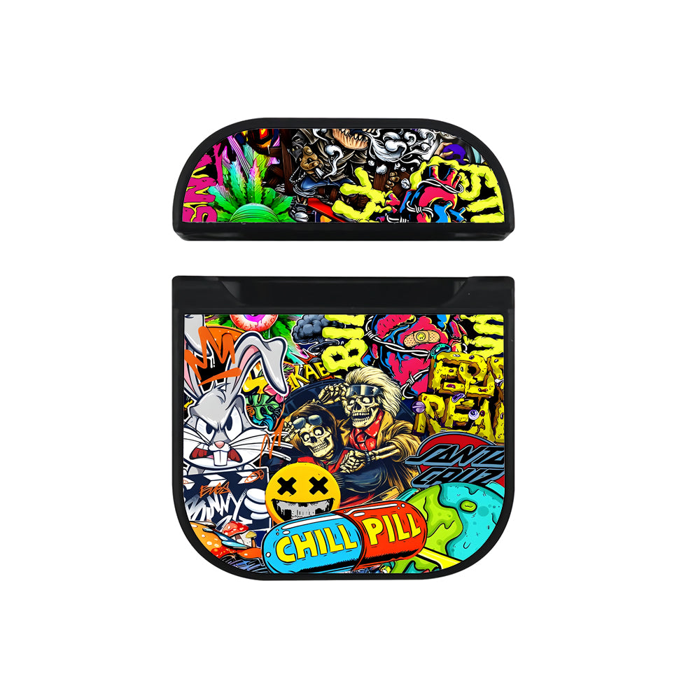 Doodle Street Chaos Collage Apple AirPods Case-AirPod Case-Black-Altracase