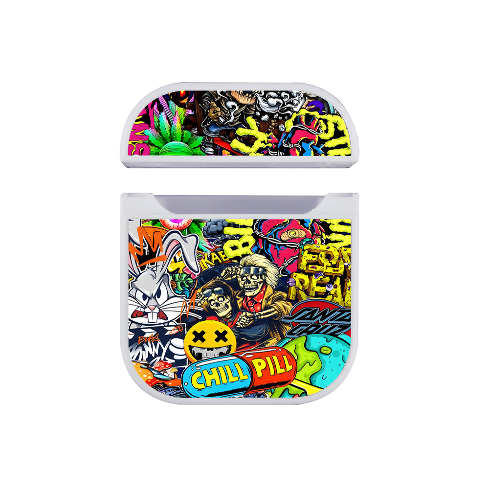 Doodle Street Chaos Collage Apple AirPods Case-AirPod Case-White-Altracase
