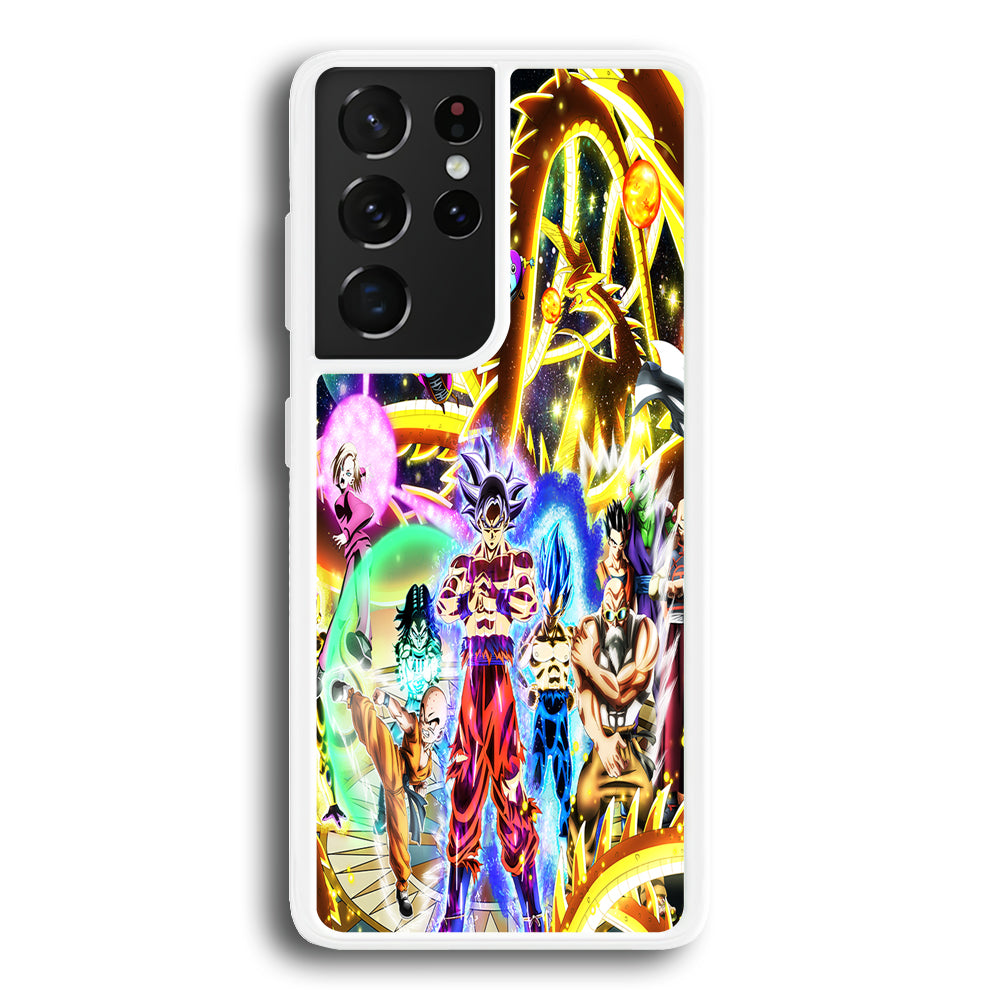 Dragon Ball Z Galaxy Samsung Galaxy S21 Ultra Case-Phone Case-Rubber White (2D Case)-Altracase