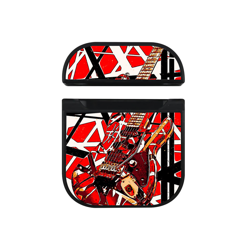 Eddie Van Halen Guitar Red Art Hard Plastic Case Cover For Apple Airpods-AirPod Case-Black-Altracase