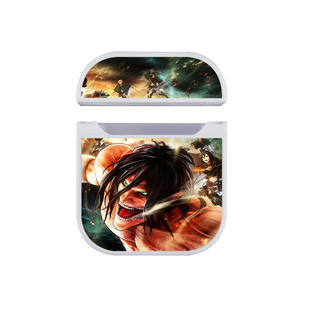 Eren Fighting Attack on Titan Hard Plastic Case Cover For Apple Airpods-AirPod Case-White-Altracase