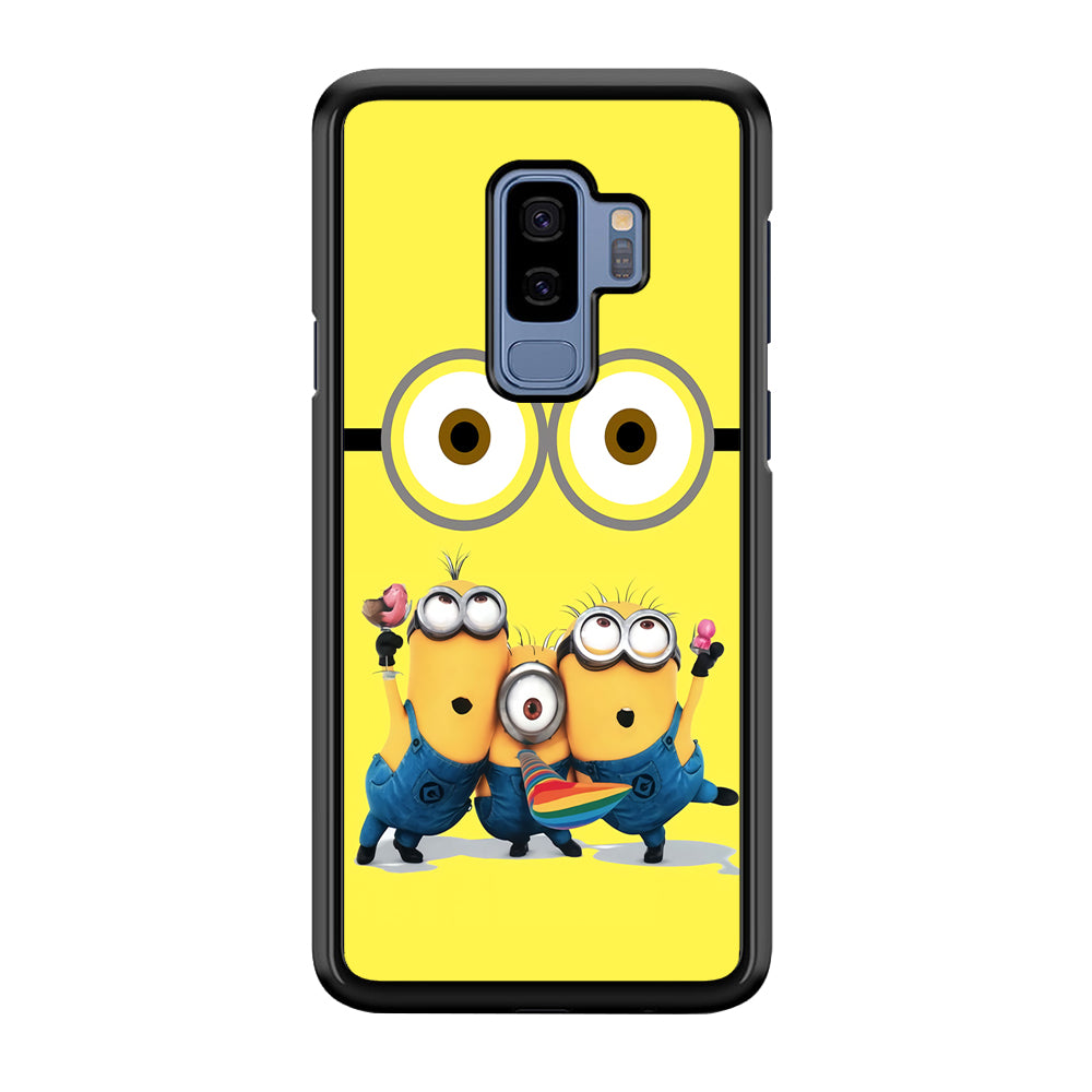 Eyes and Three Minions Samsung Galaxy S9 Plus Case-Phone Case-Rubber Black (2D Case)-Altracase