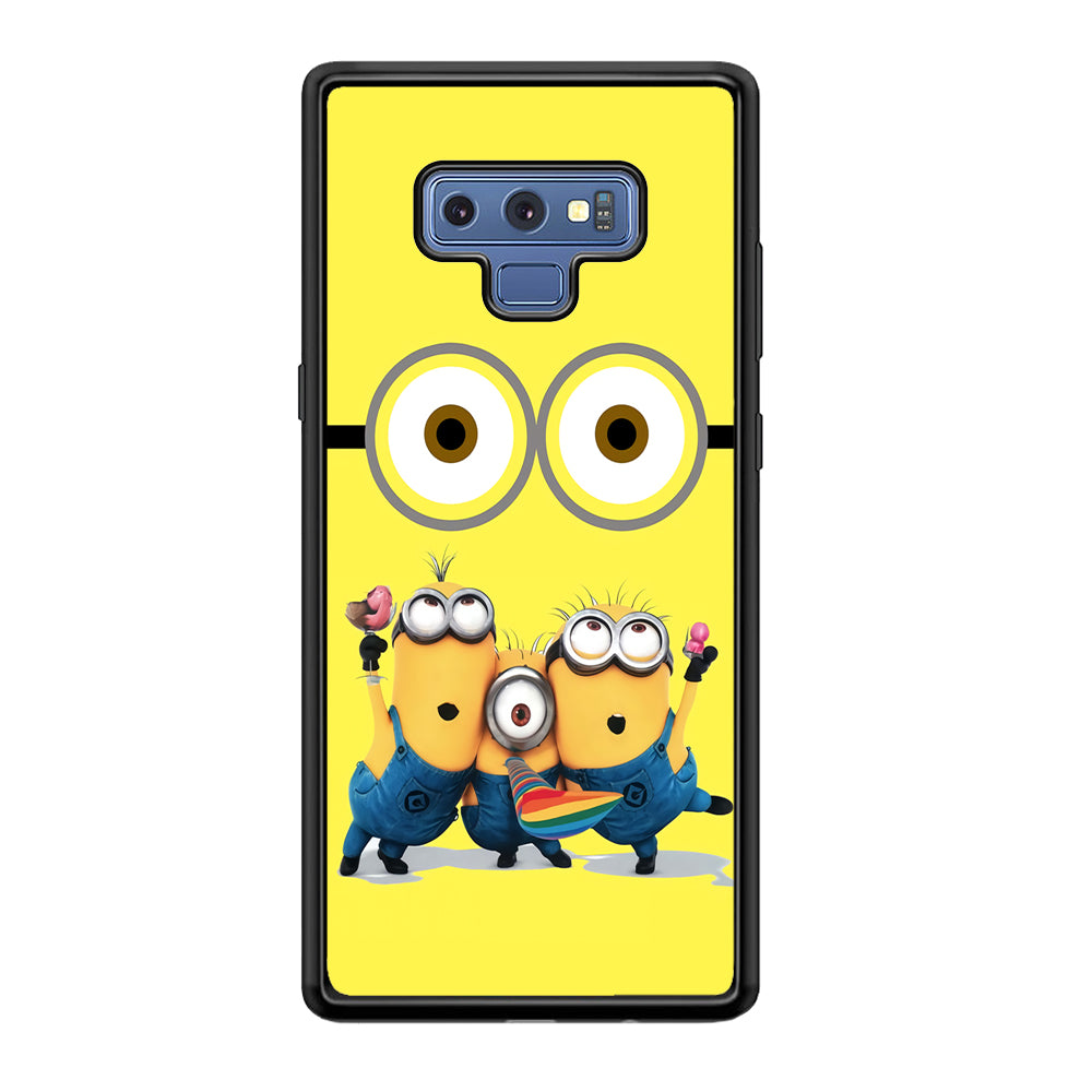 Eyes and Three Minions Samsung Galaxy Note 9 Case-Phone Case-Rubber Black (2D Case)-Altracase