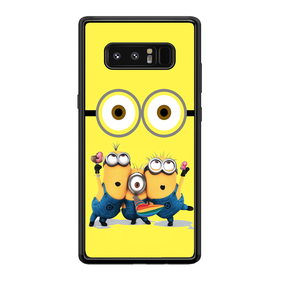 Eyes and Three Minions Samsung Galaxy Note 8 Case-Phone Case-Rubber Black (2D Case)-Altracase