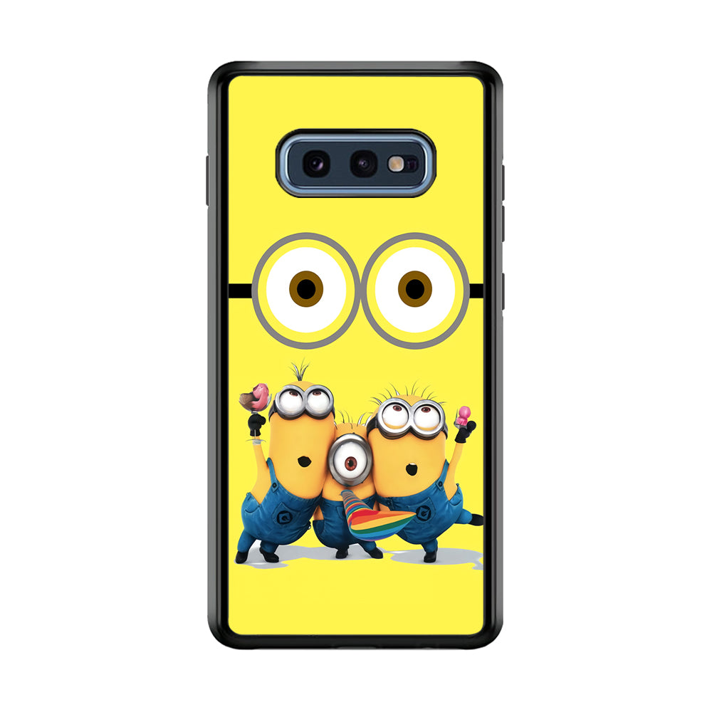 Eyes and Three Minions Samsung Galaxy S10E Case-Phone Case-Rubber Black (2D Case)-Altracase