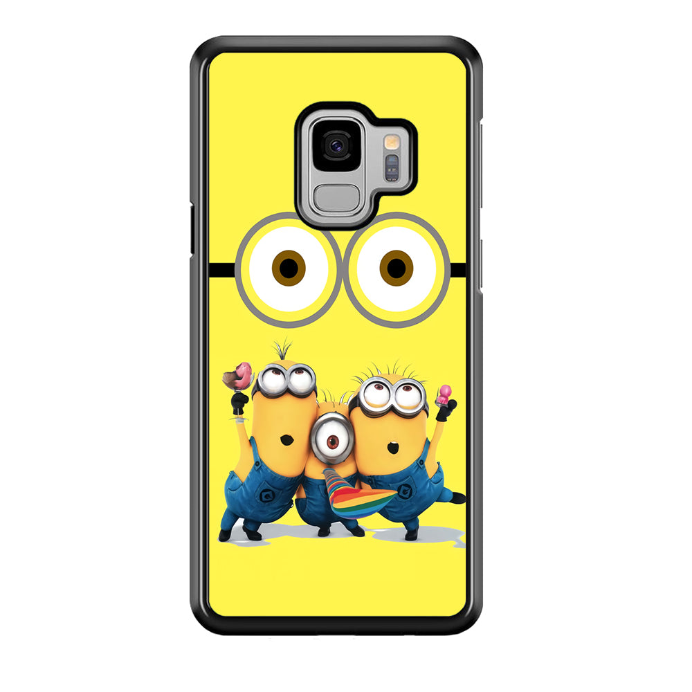 Eyes and Three Minions Samsung Galaxy S9 Case-Phone Case-Rubber Black (2D Case)-Altracase